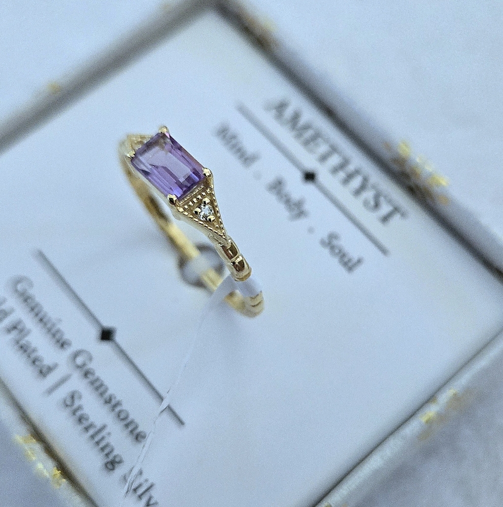 Shivam Amethyst💜 with White Topaz Ring💍 - NIB - Picture 3 of 16